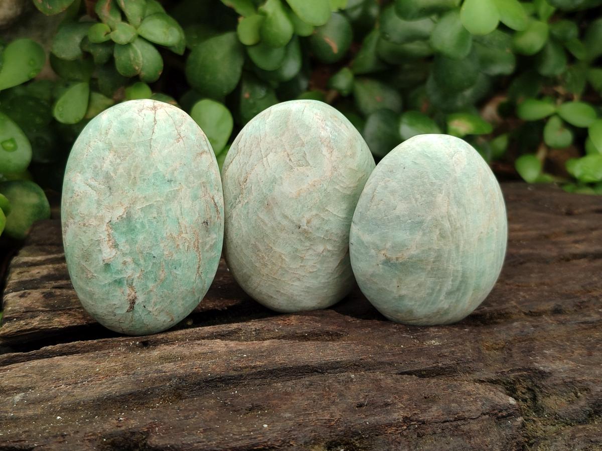 Polished Amazonite Palm Stones x 24 From Zimbabwe