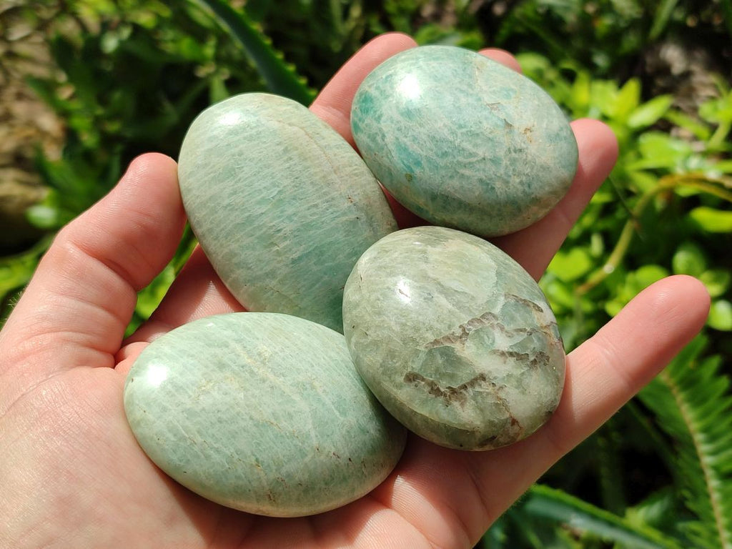 Polished Amazonite Palm Stones x 24 From Zimbabwe