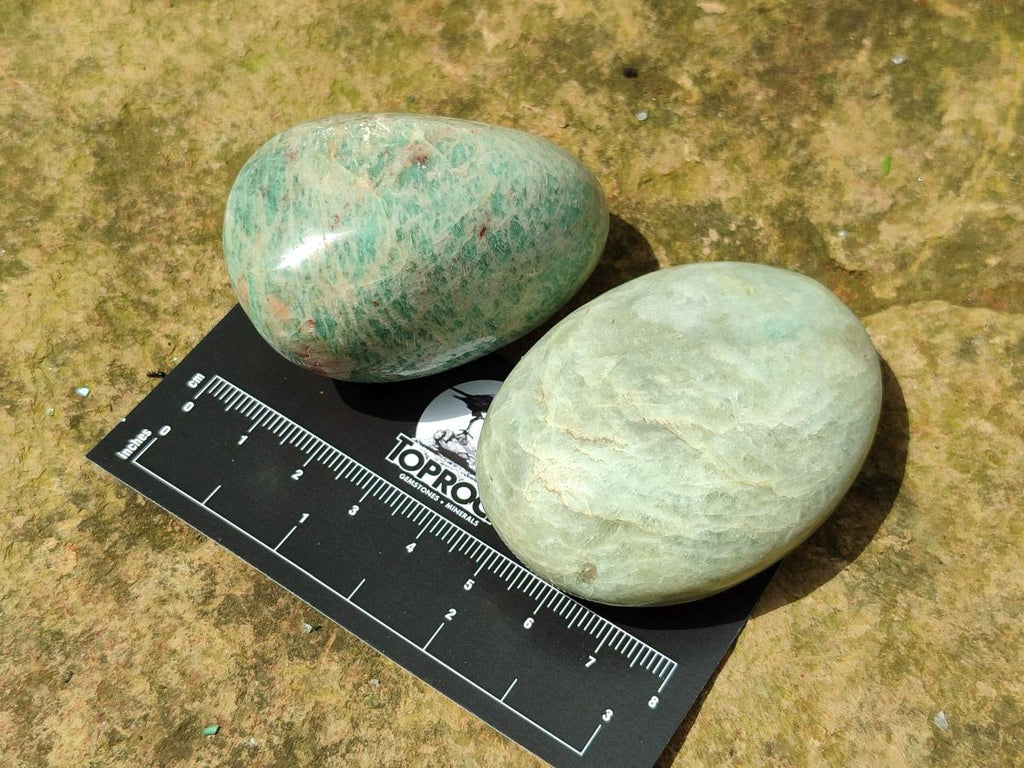 Polished Amazonite Palm Stones x 24 From Zimbabwe