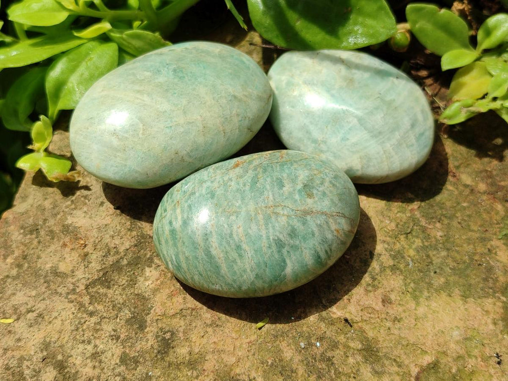 Polished Amazonite Palm Stones x 24 From Zimbabwe