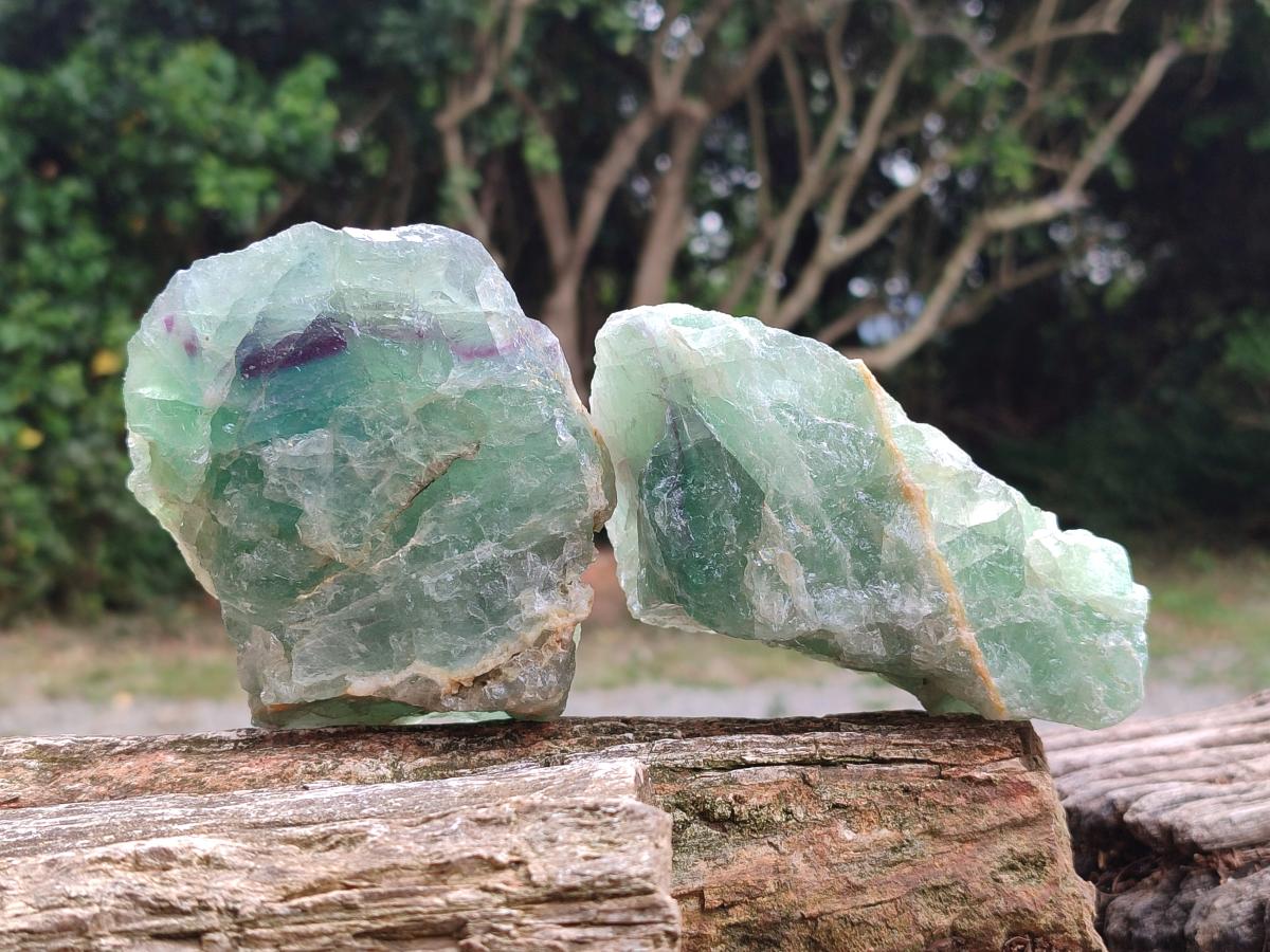 Natural Watermelon Fluorite Cobbed Specimens x 4 From Uis, Namibia