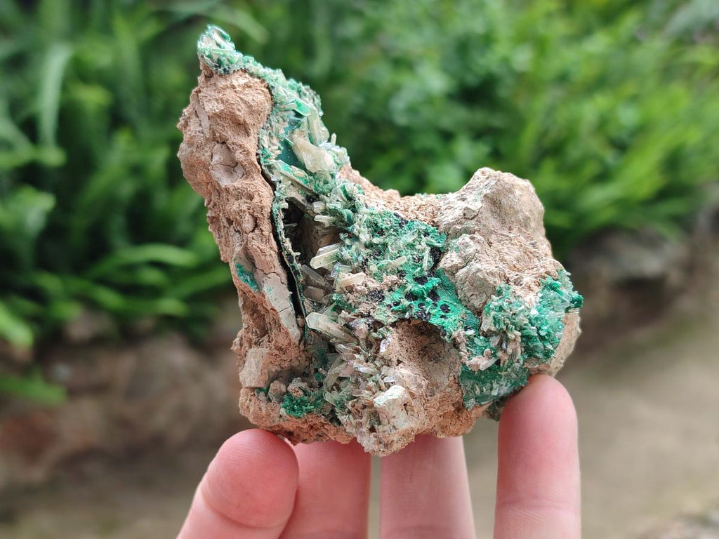 Natural Rare Bladed Barite and Malachite Specimens x 2 From Congo