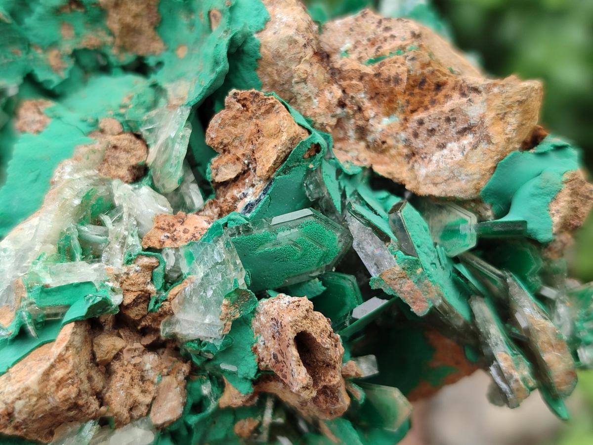 Natural Rare Bladed Barite and Malachite Specimens x 2 From Congo