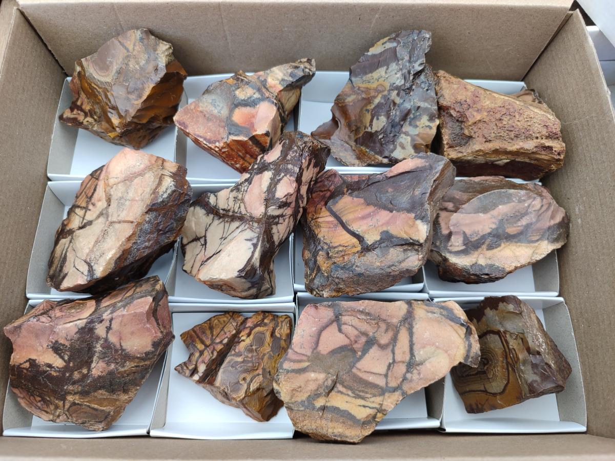 Natural Nguni Jasper Cobbed Specimens x 12 From Northern Cape, South Africa