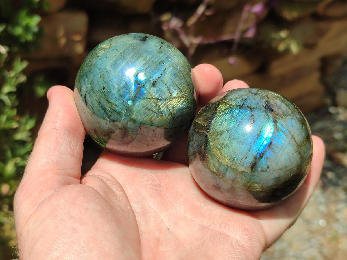 Polished Labradorite Spheres x 4 From Madagascar