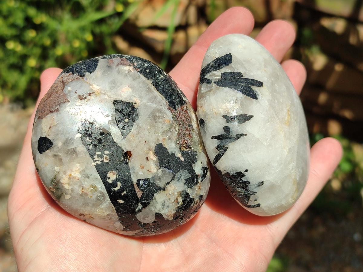 Polished Mixed Tourmalinated Quartz Specimens x 4 From Karibib, Namibia