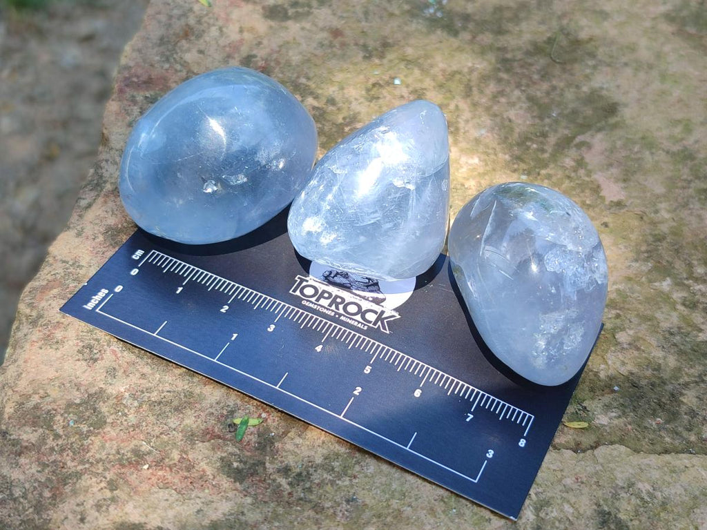 Polished Blue Celestite Free Form Crystals x 20 From Sakoany, Madagascar