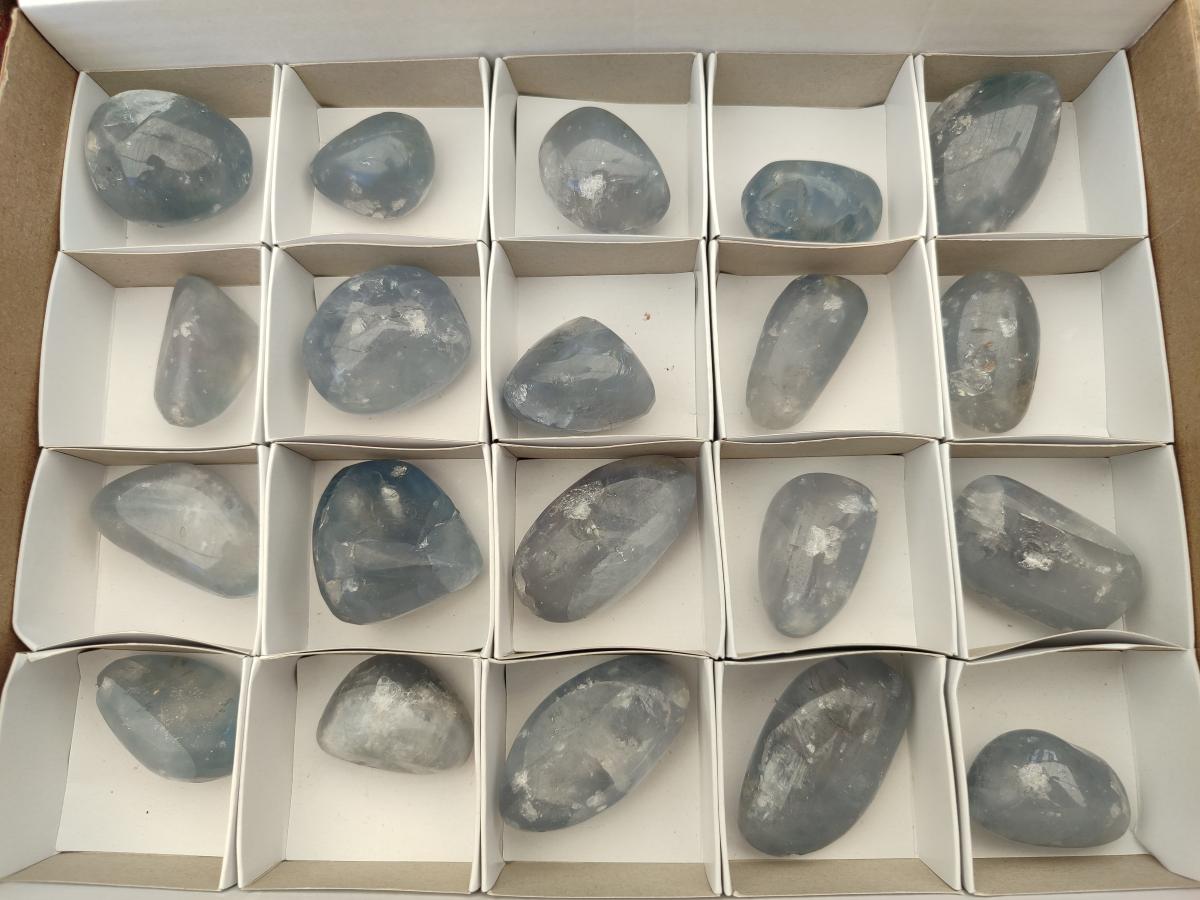 Polished Blue Celestite Free Form Crystals x 20 From Sakoany, Madagascar