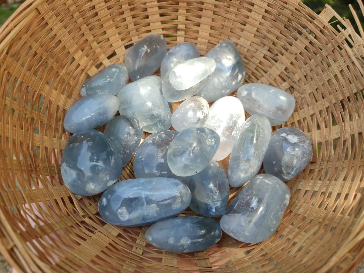 Polished Blue Celestite Free Form Crystals x 20 From Sakoany, Madagascar