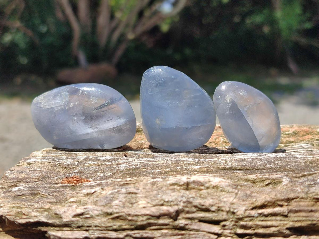 Polished Blue Celestite Free Form Crystals x 20 From Sakoany, Madagascar