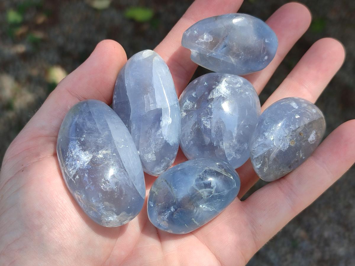 Polished Blue Celestite Free Form Crystals x 20 From Sakoany, Madagascar