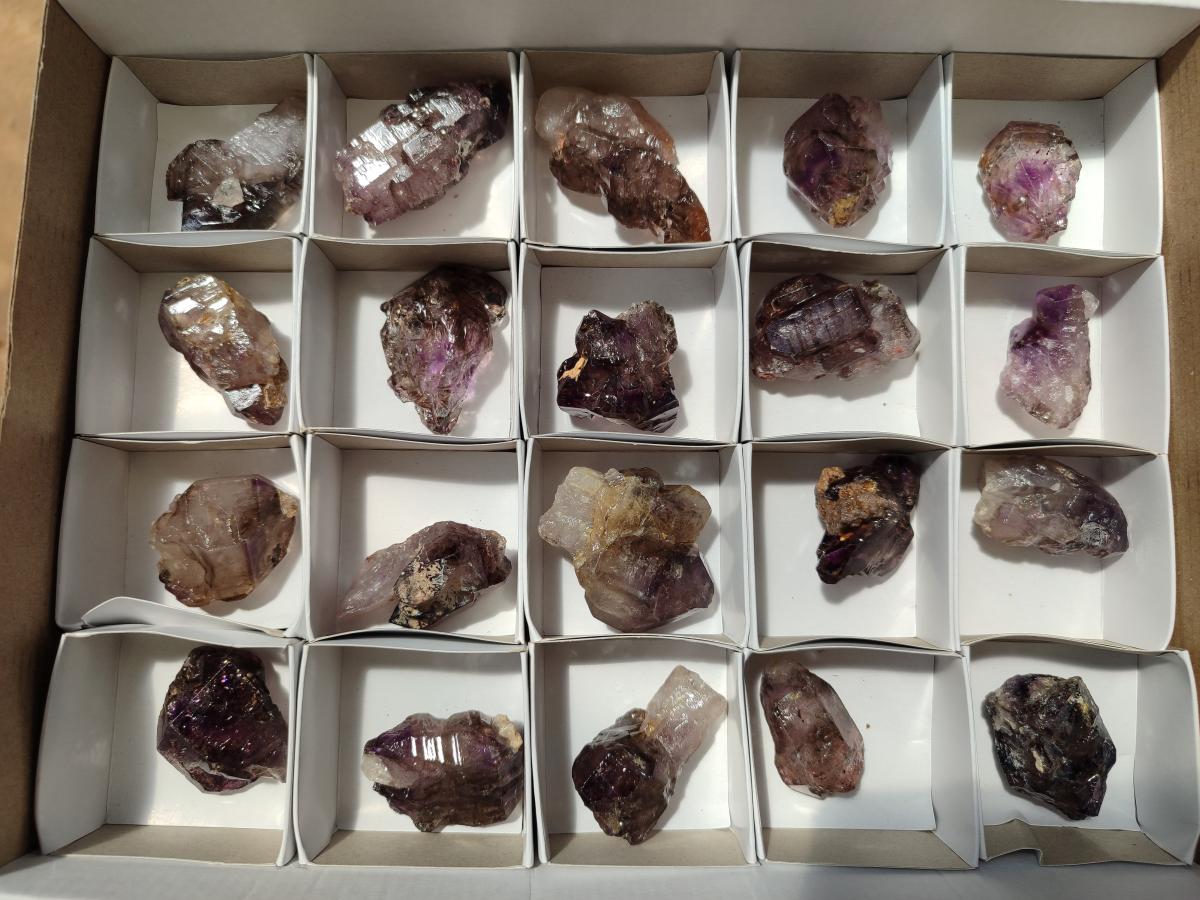 Natural Smokey Amethyst Crystals x 20 From Chiredzi, Zimbabwe