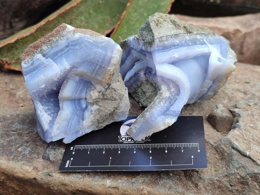 Natural Blue Lace Agate Geode Specimens x 6 From Nsanje, Malawi