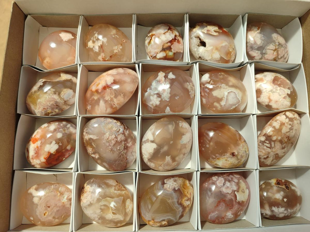 Polished Flower Agate Palm Stones x 20 From Antsahalova, Madagascar