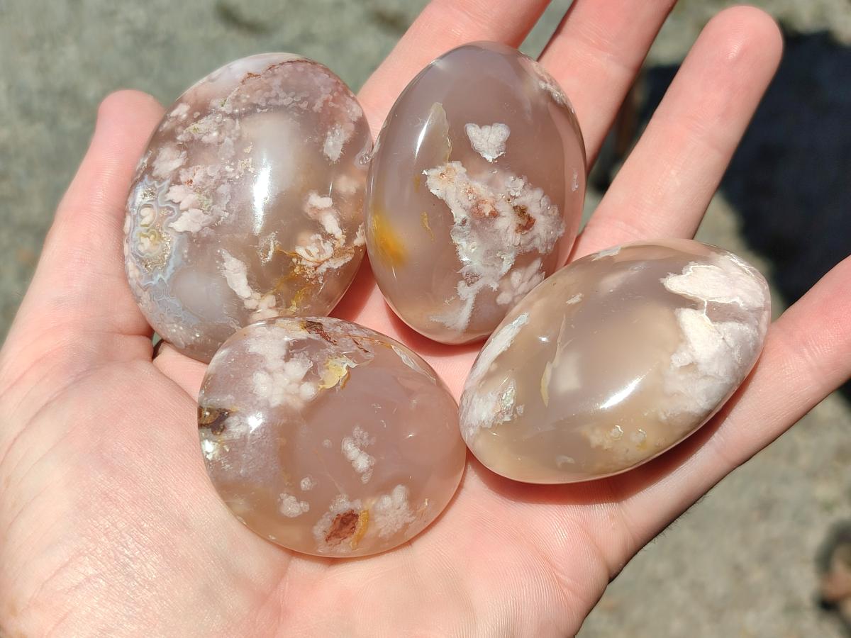 Polished Flower Agate Palm Stones x 20 From Antsahalova, Madagascar