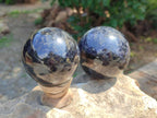 Polished Blue Iolite "Water Sapphire" Spheres x 3 From Madagascar