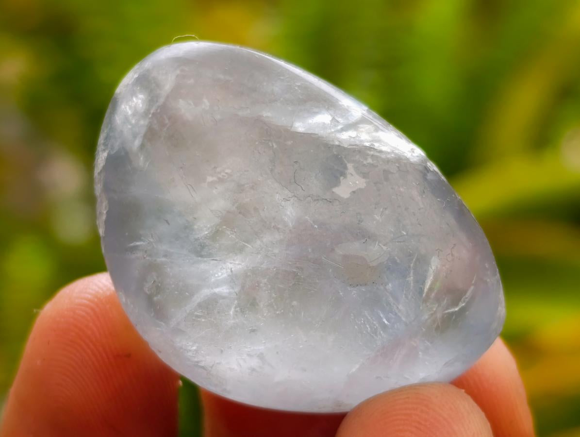 Polished Blue Celestite Galets x 35 From Sakoany, Madagascar