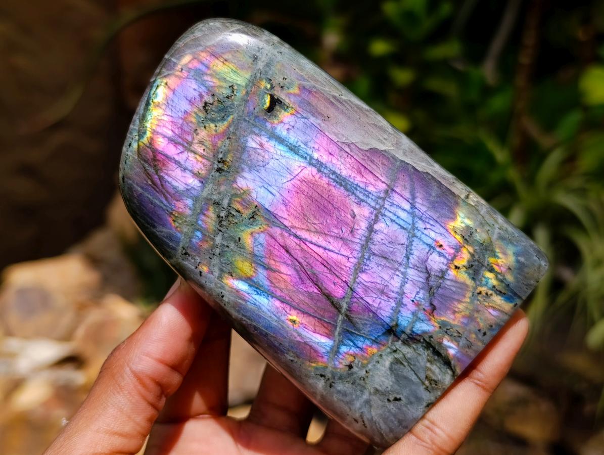 Polished Rare Purple Sunset Flash Labradorite Standing Free Forms x 2 From Madagascar