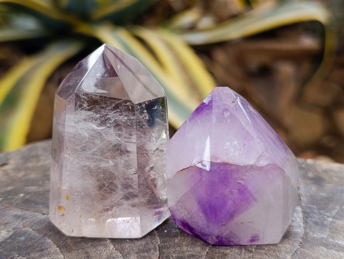 Polished Window Amethyst Crystals x 6 From Akansobe, Madagascar