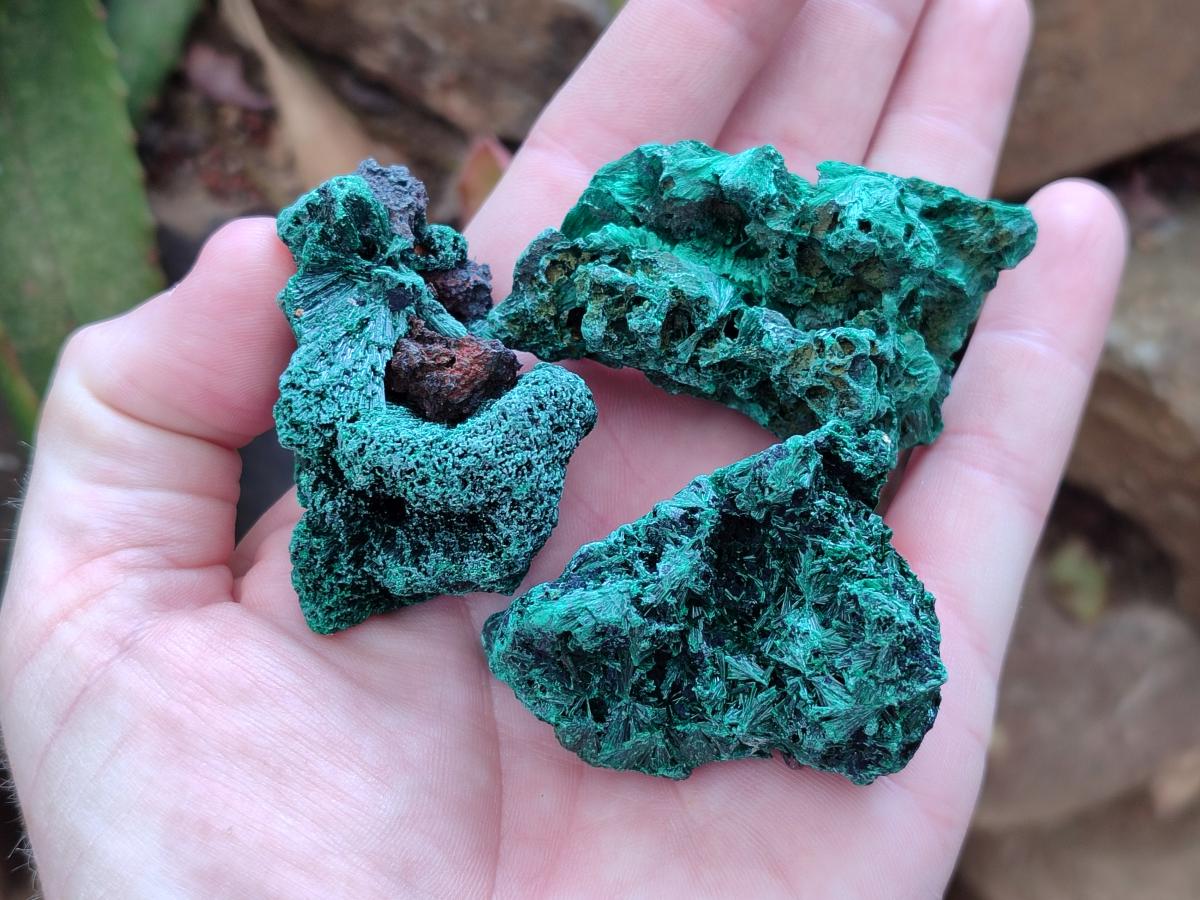 Natural Small Silky Malachite Specimens x 35 From Kasompe, Congo