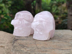 Hand Made Gemmy Rose Quartz Skull Carvings x 5 From Madagascar