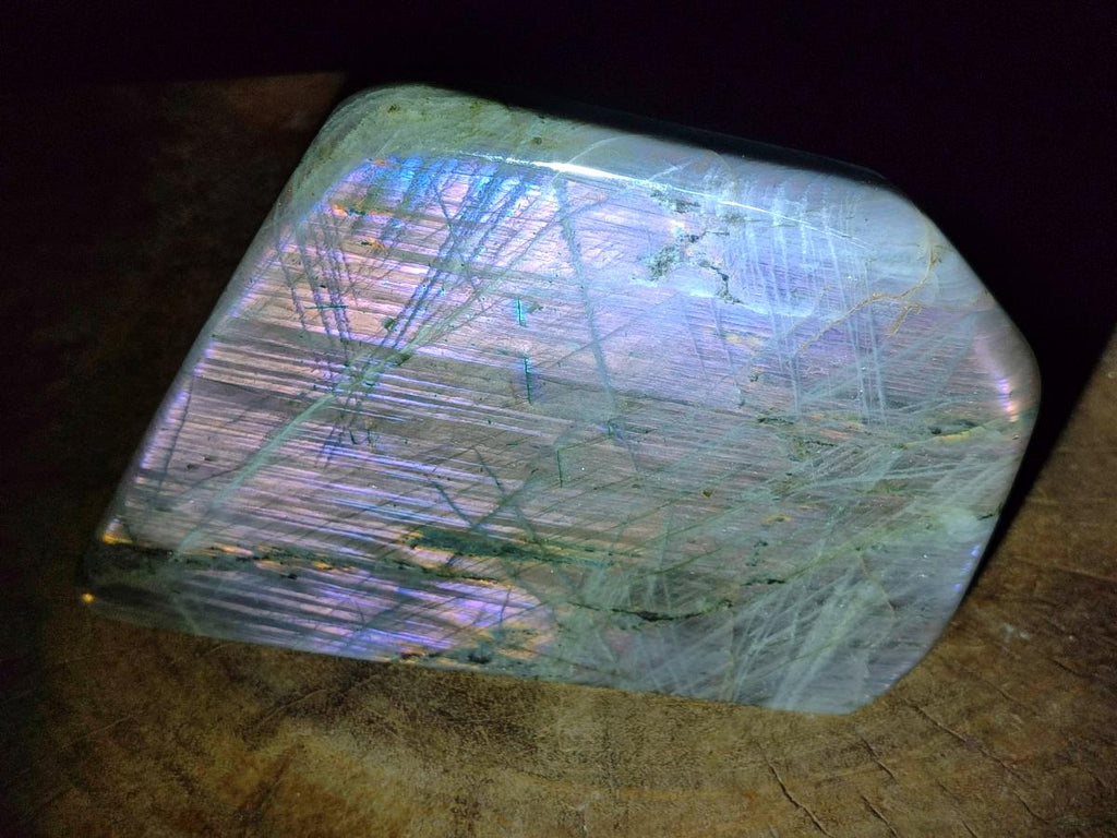 Polished Large Rare Purple Sunset Flash Labradorite Standing Free Form x 1 From Madagascar