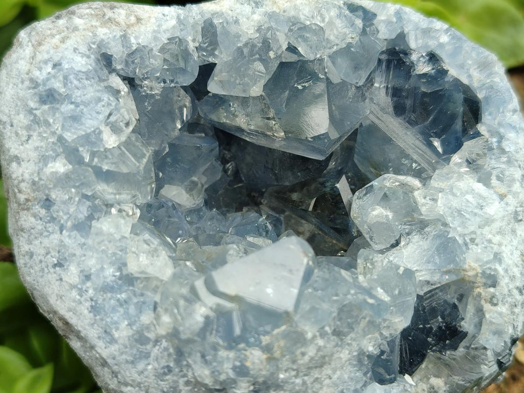 Natural Blue Celestite Geode Cluster Specimens x 2 From Sakoany, Madagascar
