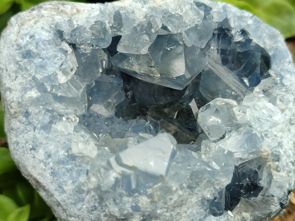Natural Blue Celestite Geode Cluster Specimens x 2 From Sakoany, Madagascar