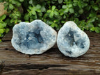 Natural Blue Celestite Geode Cluster Specimens x 2 From Sakoany, Madagascar