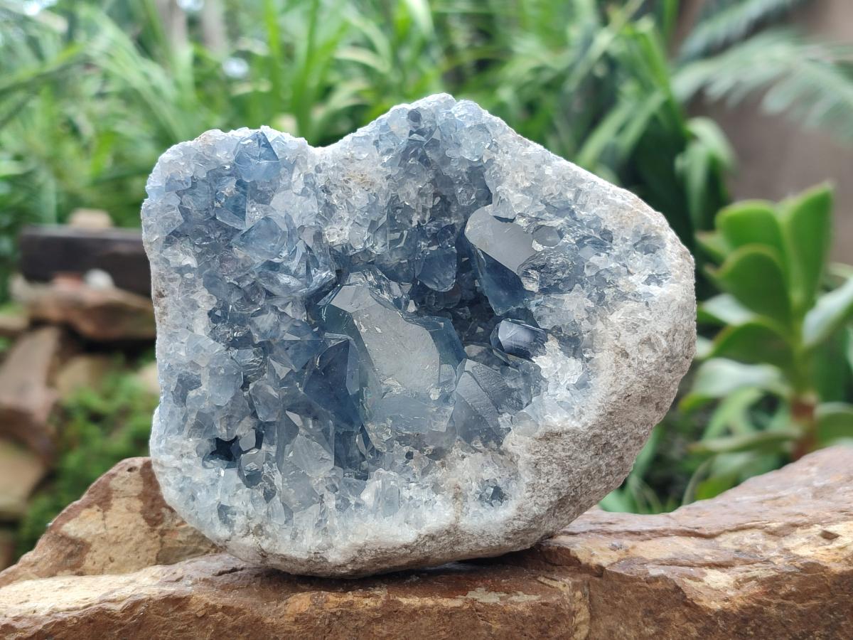 Natural Blue Celestite Geode Cluster Specimens x 2 From Sakoany, Madagascar