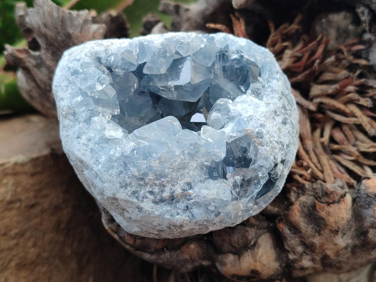 Natural Blue Celestite Geode Cluster Specimens x 2 From Sakoany, Madagascar