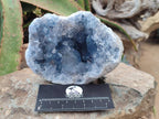 Natural Blue Celestite Geode Cluster Specimens x 2 From Sakoany, Madagascar