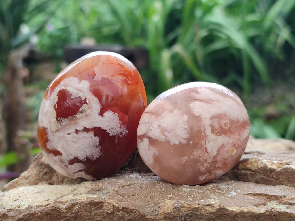 Polished Flower Agate Palm Stones x 12 From Antsahalova, Madagascar - Toprock Gemstones and Minerals 