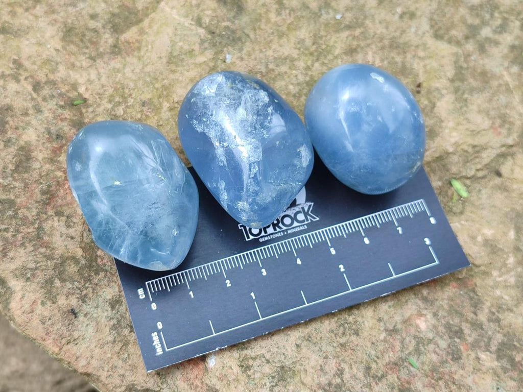 Polished Blue Celestite Free Form Crystals x 12 From Sakoany, Madagascar