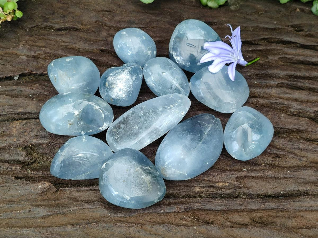Polished Blue Celestite Free Form Crystals x 12 From Sakoany, Madagascar