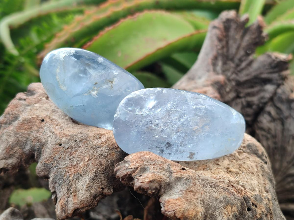 Polished Blue Celestite Free Form Crystals x 12 From Sakoany, Madagascar
