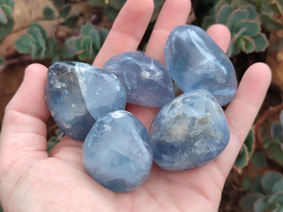 Polished Blue Celestite Free Form Crystals x 12 From Sakoany, Madagascar