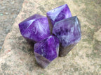 Polished Chevron Amethyst Crystal Points x 4 From Zambia
