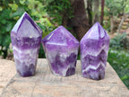 Polished Chevron Amethyst Crystal Points x 4 From Zambia