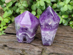Polished Chevron Amethyst Crystal Points x 4 From Zambia