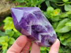 Polished Chevron Amethyst Crystal Points x 4 From Zambia