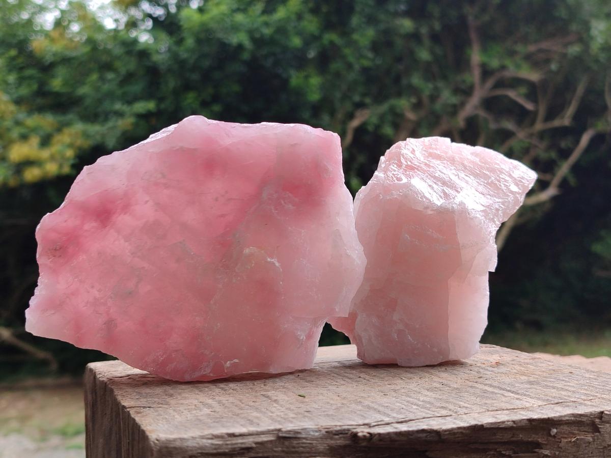 Natural Cobbed Rose Quartz Specimens x 7 From Northern Cape, South Africa