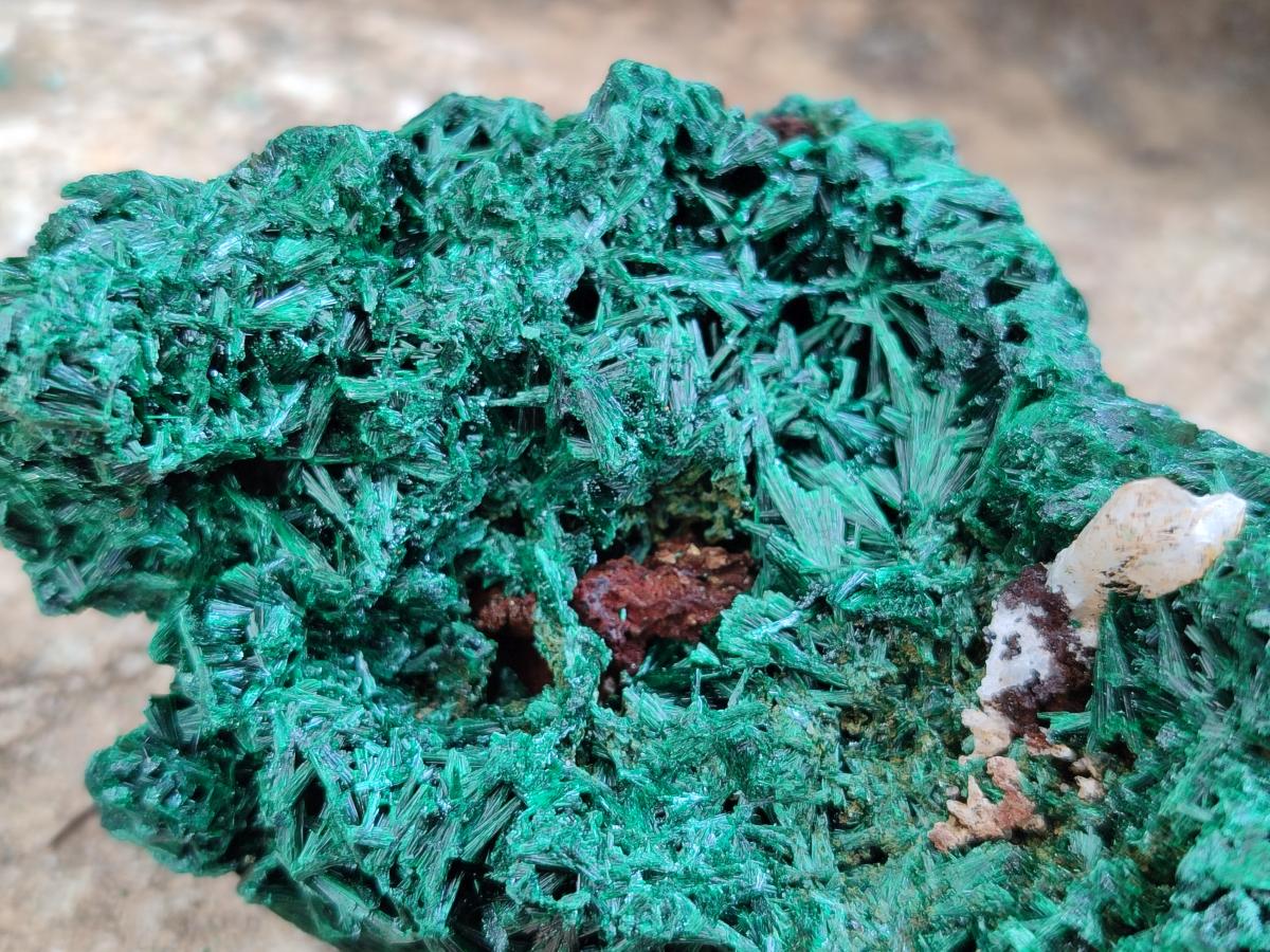 Natural Silky Malachite Specimens x 4 From Kasompe, Congo