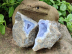 Natural Blue Lace Agate Geode Specimens x 12 From Nsanje, Malawi