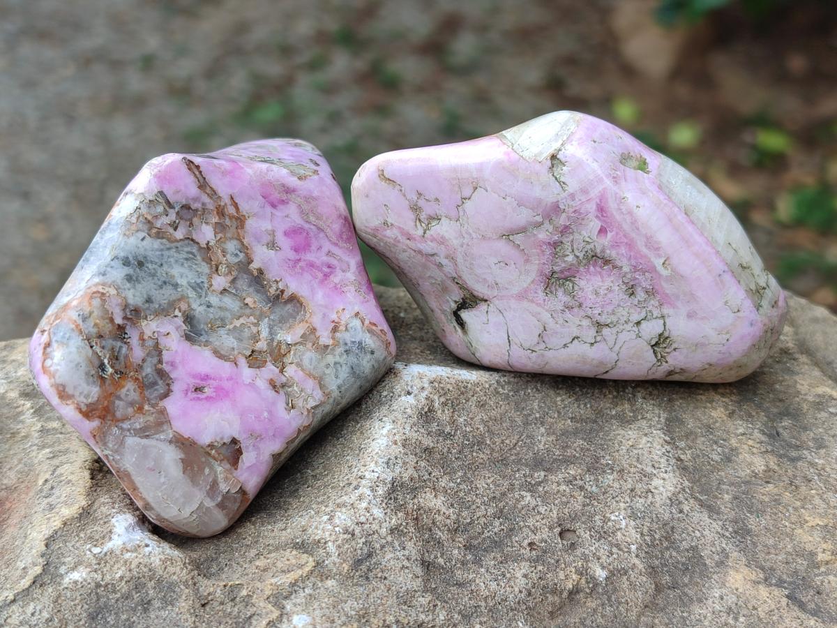 Polished Cobaltion Calcite in Dolomite Free Forms x 6 From Kakanda, Congo