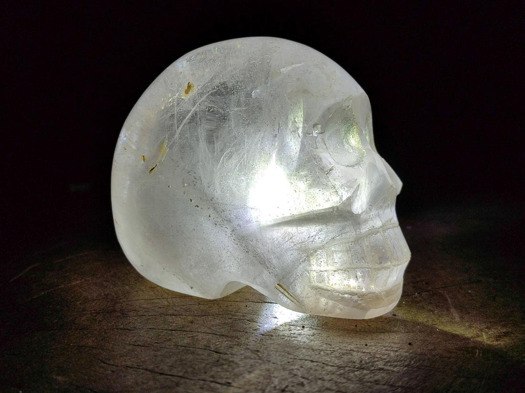 Hand Made Window Quartz Skull Carvings x 2 From Madagascar