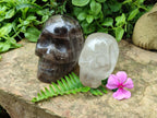 Hand Made Window Quartz Skull Carvings x 2 From Madagascar