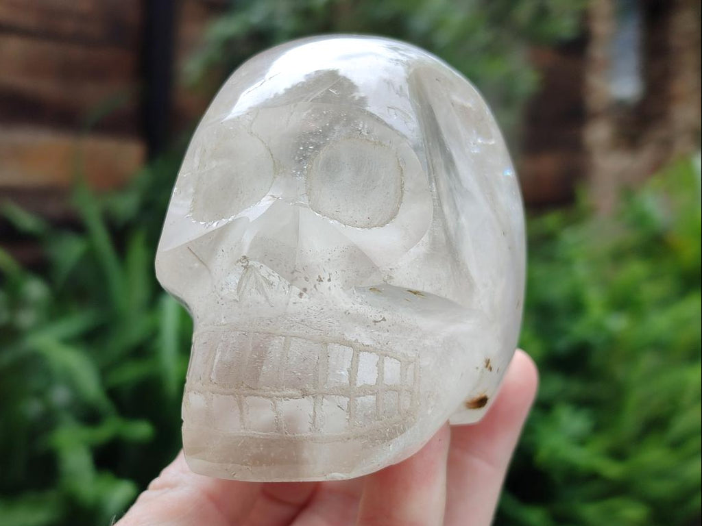 Hand Made Window Quartz Skull Carvings x 2 From Madagascar