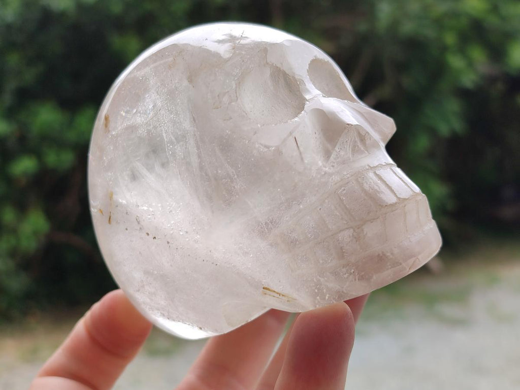 Hand Made Window Quartz Skull Carvings x 2 From Madagascar