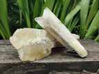 Natural Drusy Quartz Coated Spearhead Calcite Crystals x 2 From Albert's Mountain, Lesotho